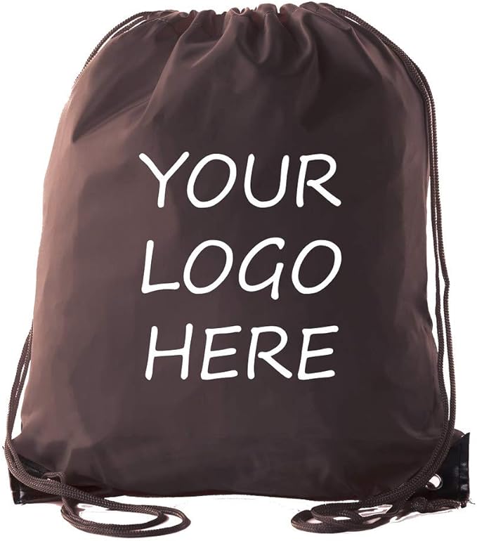 Mato & Hash Custom Bags With Your Logo | 10PK Promotional Drawstring Backpack - 10PK Brown CE2500
