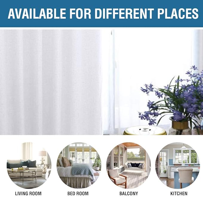 H.VERSAILTEX 100% Blackout Curtains for Bedroom 63 Inches Long Grommet Linen Face Full Light Blocking Curtain Drapes for Living Room Thermal Insulated Linen Look Curtains 2 Panels Set, Bright White