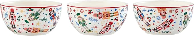 Bico Christmas Soldier Cereal Bowls Set of 4, 26 oz Deep Ceramic Soup Bowls for Cereal, Salad, Noodles, Kitchen, Microwave and Dishwasher Safe, Gift for Housewarming and Thanksgiving