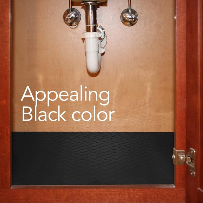 RESILIA Premium Under The Sink Mat- Large Universal Size, Cut to Fit Cabinets, Shelf & Drawer Liners, Thick Plastic Diamond Plate Surface, 24 x 48 inches, Black, Made in The USA