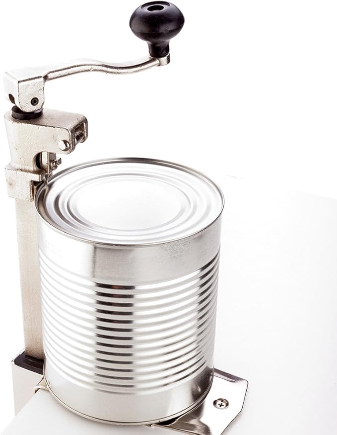 Restaurantware Met Lux 18 Inch Commercial Can Opener, 1 Heavy-Duty Industrial Can Opener - Screw-Down Base, Ergonomic Handle, Iron Table Top Can Opener, Built-In Blade, For Opening Food Cans