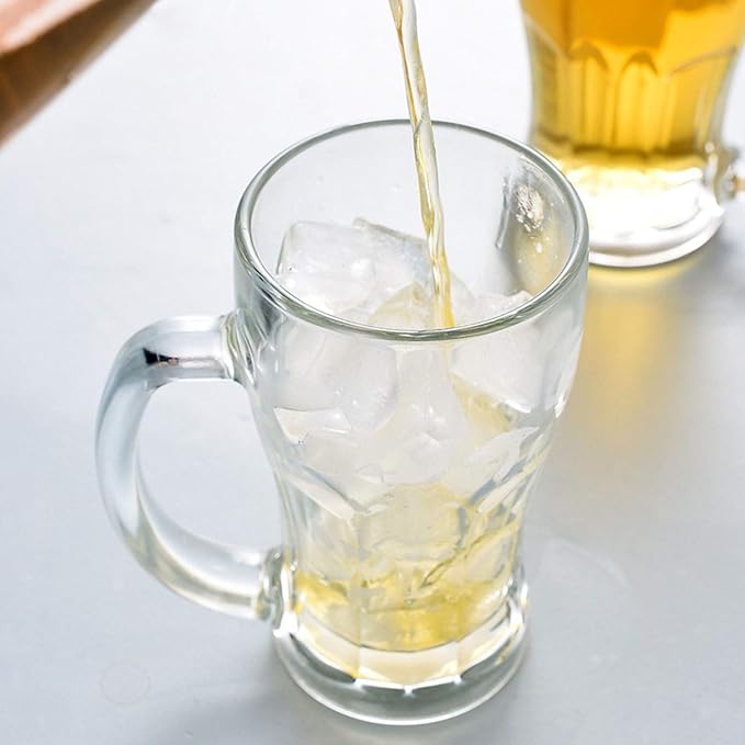 QAPPDA Beer Mugs Set,Glass Mugs With Handle 18oz,Large Beer Glasses For Freezer,Beer Cups Drinking Glasses 520ml,Pub Drinking Mugs Stein Water Cups For Bar,Alcohol,Beverages Set of 8