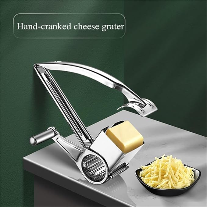 Manual Rotary Cheese Grater, 304 Stainless Steel Rotary Cheese Grater, Hand-Crank Cheese Shredder for Parmesan, Cheddar, Chocolate, Nuts & Vegetables, Manual Cheese Grinder