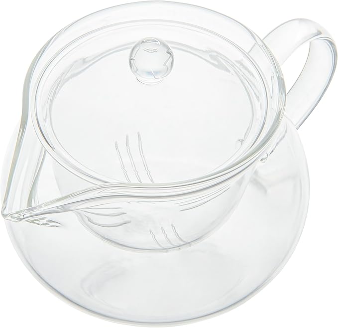 Restaurantware Forma 17 Ounce Glass Teapot 1 Double Wall Glass Tea Kettle - Does Not Chip Reusable Clear Glass Double Wall Teapot Rolled Rim Dishwashable