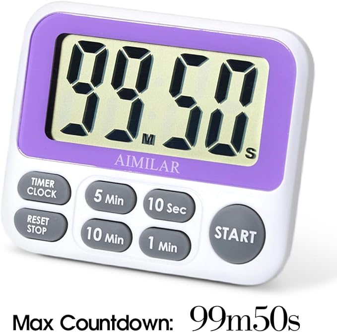 Digital Countdown Kitchen Timer - AIMILAR Count Up Down Magnetic Timer Clock with Loud Alarm Fast Setting for Cooking Baking Gym Students