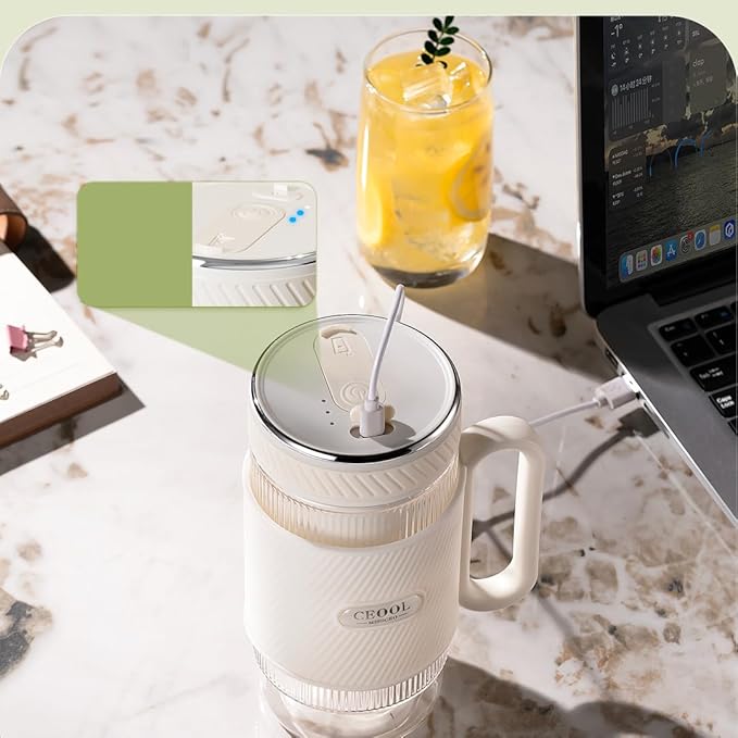 Eletric Portable Blender Cup, USB Rechargable, One-Touch Mini Travel Mixer for Healthy Shakes & On-the-Go Nutrition