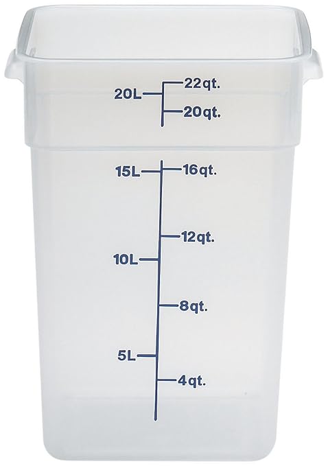 Cambro Food Storage Container - Classic Series Square - 22 QT (Quart) - Commercial Grade for Food Prep (Translucent)