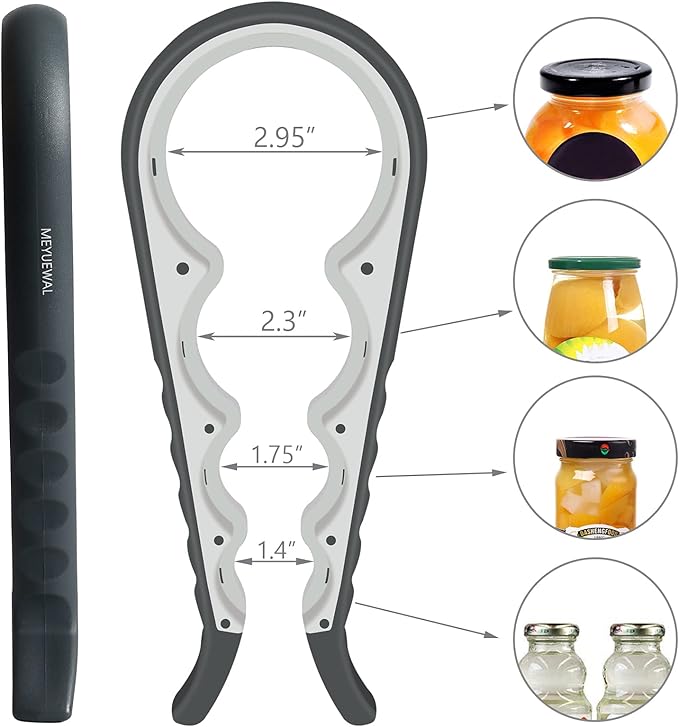 Jar Opener Bottle Opener for Weak Hands, 5 in 1 Multi-Function Can Opener Bottle Opener Kit with Silicone Handle Easy to Use for Children, Elderly and Arthritis Sufferers (White)