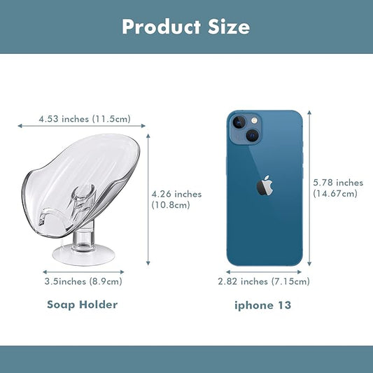 NPET Not Punched Self Draining Plastic Soap Dish Holder with Enlarged Suction Cup,Portable Soap Tray for Bathroom Shower, Kitchen Sink, Save Space and Soap (1, 1 Clear)