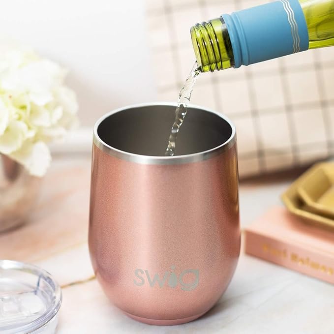 Swig Life 12oz Wine Tumbler with Lid, Stainless Steel, Dishwasher Safe, Portable, Triple Insulated Wine Tumbler (Under the Sea)