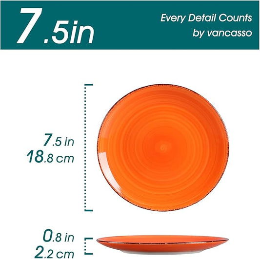 vancasso Bonita Multicolour Dessert Plate Set of 6, Handpainted Side Plate in Rustic Look Tableware, 7.5 inch Side/Salad/Fruit/Snack Plate(18.8 * 18.8 * 2.2cm)