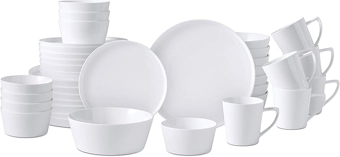 Bone China Cone Shape, Elegance White 40pc Dinnerware Set