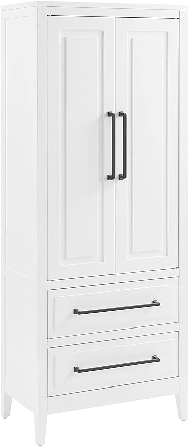 Crosley Furniture Genevieve Pantry Storage Cabinet with Shelves, Kitchen, Dining, or Laundry Room, White