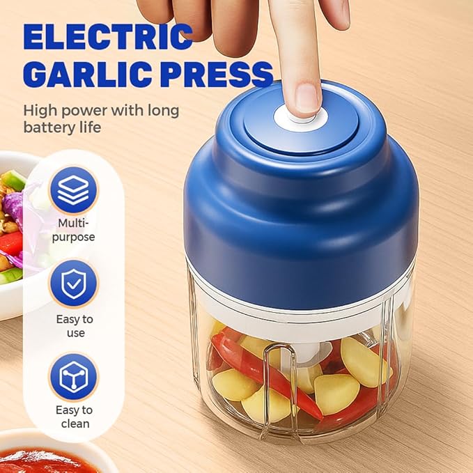 2026 New Electric Garlic Chopper, Mini Portable Veggie Chopper USB Charging Wireless Food Processor, Upgrade Electric Mini Garlic Chopper Set Wireless Veggie Grinder (Green, 320ML)