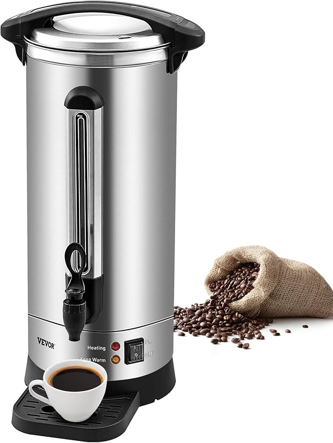 VEVOR Commercial Coffee Urn, 110Cups/16.5L Stainless Steel Large Coffee Dispenser, 1500W 110V Electric Coffee Maker Urn For Quick Brewing, Hot Water Urn for Easy Cleaning