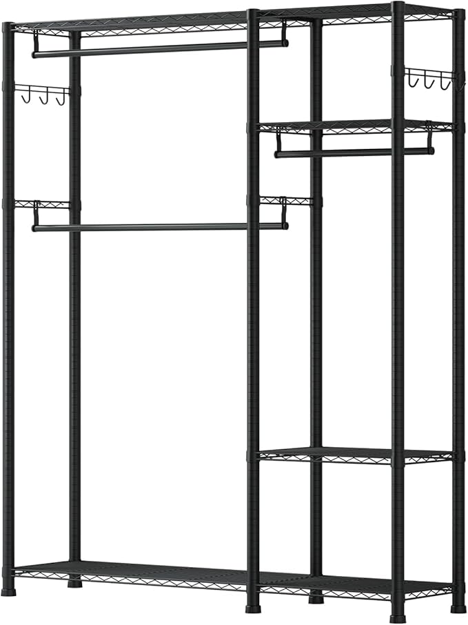 VEVOR Clothing Garment Rack, Heavy Duty Closet Wardrobe, Adjustable Tiers Clothes Racks with Steel Frame, for Bedroom, Clothing Store, Hallway