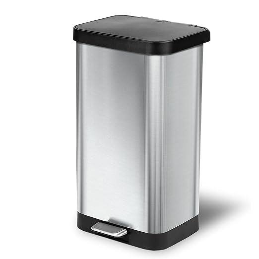 Glad Stainless Steel Step Trash Can with Clorox Odor Protection | Large Metal Kitchen Garbage Bin with Soft Close Lid, Foot Pedal and Waste Bag Roll Holder, 20 Gallon, Stainless