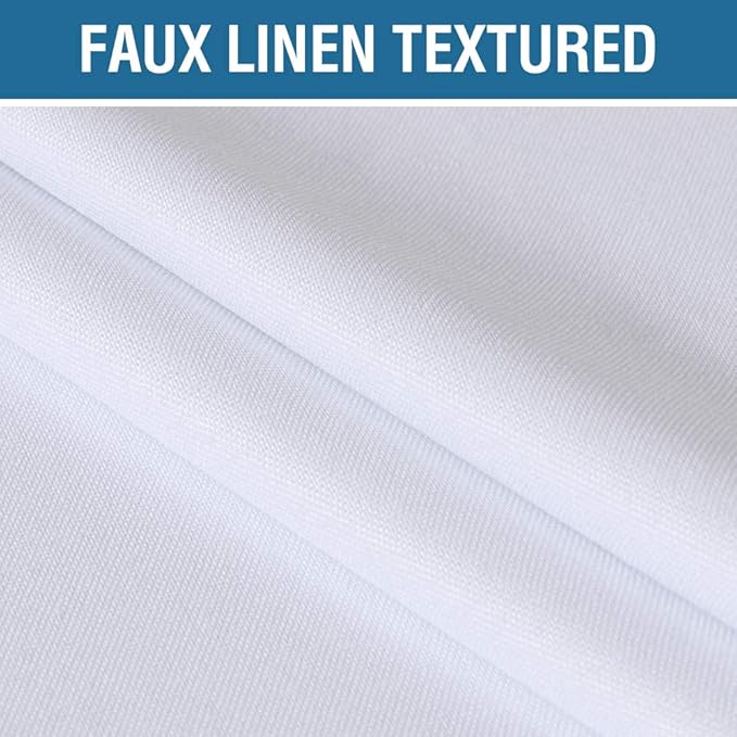 H.VERSAILTEX 100% Blackout Curtains for Bedroom 63 Inches Long Grommet Linen Face Full Light Blocking Curtain Drapes for Living Room Thermal Insulated Linen Look Curtains 2 Panels Set, Bright White