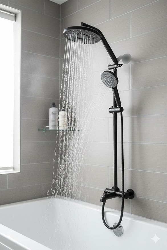 Shower Head with Filters - High Pressure Shower Filter Heads for Hard Water with Handheld - Dual Filtration Removes Chlorine, Fluoride, Heavy Metals (Black)