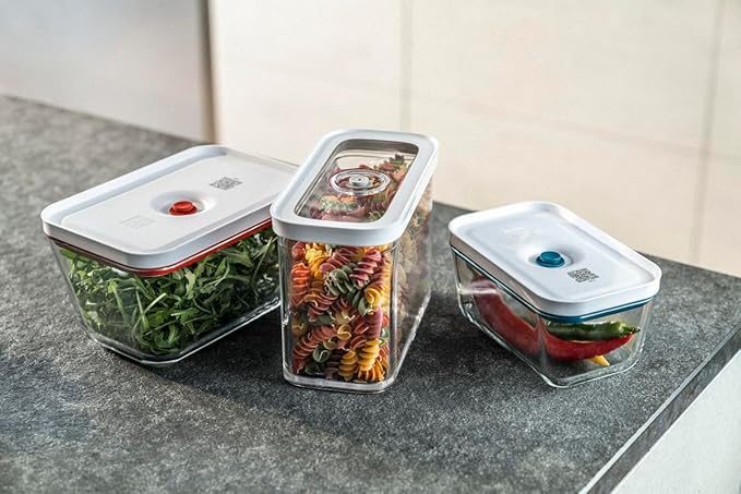 ZWILLING FRESH & SAVE CUBE Box, size 2M, modular & stackable container, airtight & vacuumable storage, dishwasher friendly, transparent