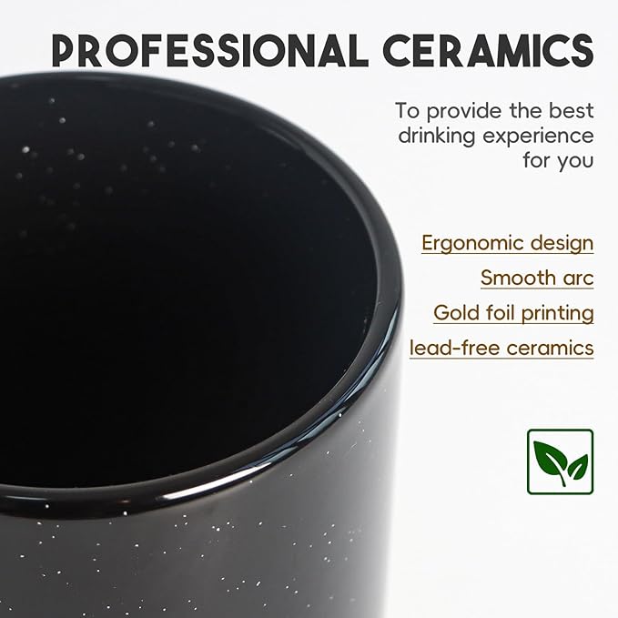 harebe 20 OZ Large Coffee Mug, Ceramic Tea Cup for Office and Home, Big Capacity with Handle, Microwave & Dishwasher Safe Cups for Men Women Mug Lovers, Black