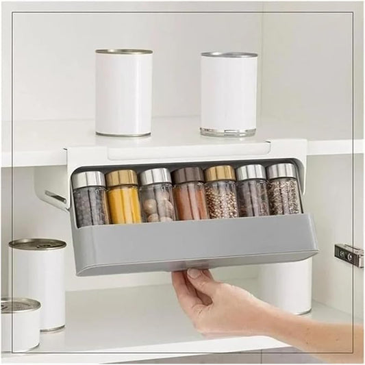 Spice shelf, Kitchen Organizer Plastic Spice Rack Seasoning Holder Under-Shelf Drawer Holder Spice Bottle Storage Boxes,kitchen