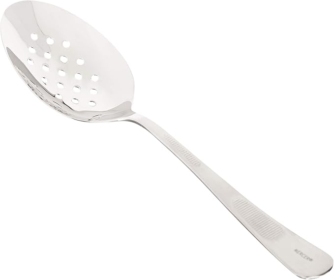 Mercer Culinary, 9 Inch, Silver Plating Spoon, Perforated Bowl, 9-Inch, 9"