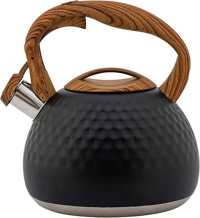 Vilihkc Tea Kettle,3 Quart / 2.8 Stainless Steel Tea Kettles, Food Grade Stovetops Tea pot with Wood Pattern Handle Loud Whistling for Tea, Coffee, Milk etc, Gas Electric Applicable