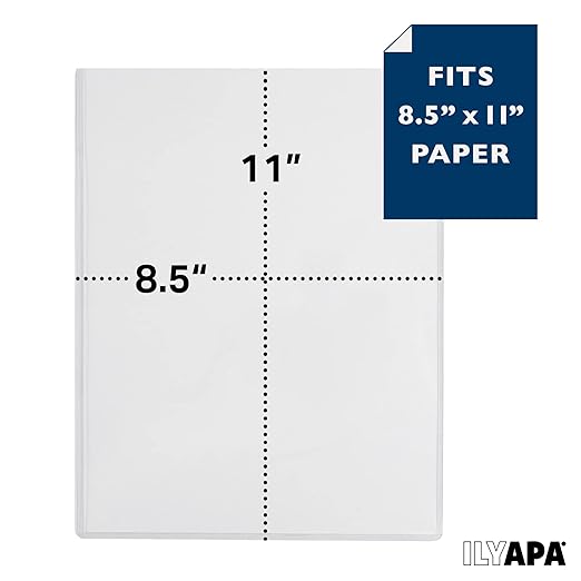 Ilyapa 30 Pack of Menu Covers 8.5 x 11 Inches - Single Page, 2 View - Restaurant Menu Covers, Double Stitched Sleeves, Two Clear Viewing Surfaces