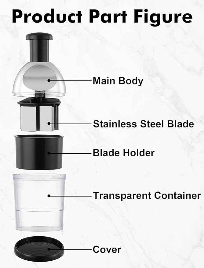 Food Chopper, Hand Chopper Dicer Easy to Clean, Manual Slap Vegetable Chopper Onion Cutter, Garlic Chopper Mincer for Onion, Nut, Tomato, Pepper, Celery, etc