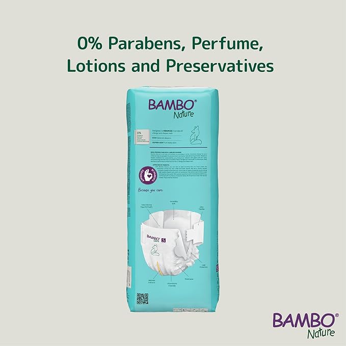 Bambo Nature Premium Baby Diapers - Green Bag, Size 5, 132 Count