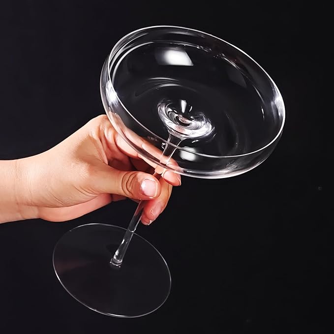 KAMMAK Martini Glasses Set of 2, 9.13 oz Clear Crystal Cocktail Glasses with Stem, Reusable Cocktail Glassware for Wedding Birthday Party, Bar, Margarita, Whiskey, Gin, Tequila, B0-1 Ice Cream
