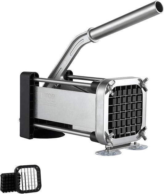 VEVOR French Fry Cutter, Potato Slicer with 1/2-Inch Stainless Steel Blade, Manual Potato Cutter Chopper with Suction Cups, Great for Potato, French Fries, Cucumber, Vegetables, Carrot