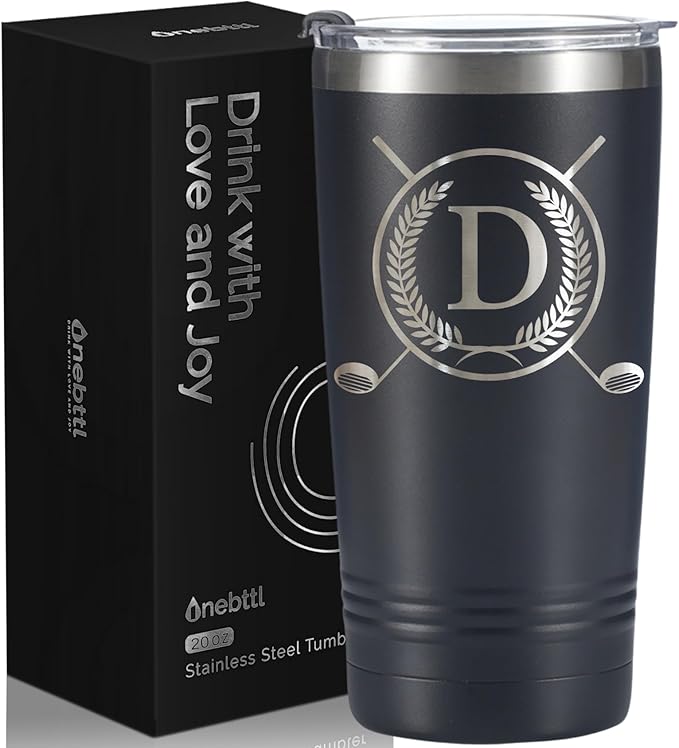 Onebttl Golf Gifts for Men with Initial for Golfer & Golf Lovers, 20oz Travel Mug, Perfect Gifts for Men, Birthday, Christmas - D