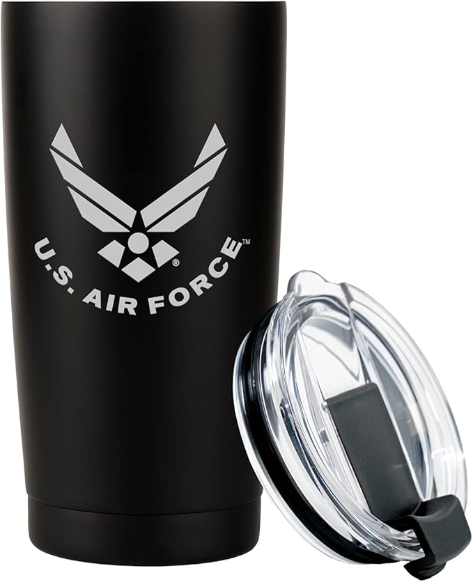Military Gift Shop 20oz Air Force Tumbler, Double-Walled Insulated Steel USAF Coffee Mug with Lid | Air Force Gifts | USAF 20oz Tumbler