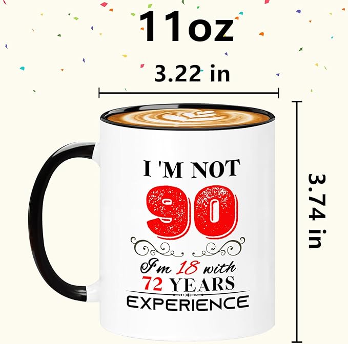 90th Birthday Gifts For Women Men, 90 Year Old Birthday Gifts for Women Men, 1935 Birthday Gifts for Women Men, 90th Birthday Decorations for Women Men, 90th Birthday Mug Cups, 11oz