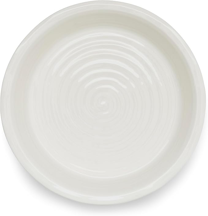 Portmeirion Sophie Conran Round Pie Dish, White Porcelain Bakeware - 10.5 Inch Oven to Table Baking Dish - Freezer, Microwave & Dishwasher Safe, Durable Serveware for Everyday Meals