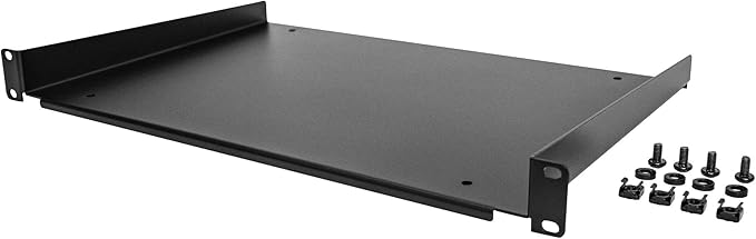 StarTech.com 1U Server Rack Shelf - Universal Rack Mount Cantilever Shelf for 19" Network Equipment Rack and Cabinet - Durable Design - Weight Capacity 55lb/25kg - 12" Deep Tray (SHELF-1U-12-FIXED-S)