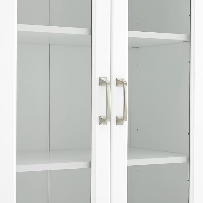 Crosley Furniture Stanton 2-Piece Glass Door Kitchen Storage Pantry Cabinet with Shelves Dining, Laundry Room, White