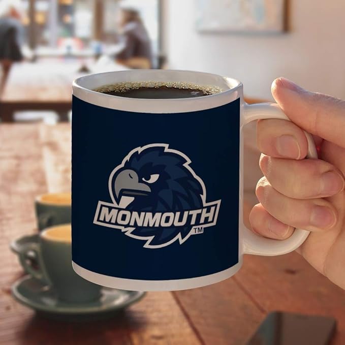 Monmouth University Official Hawks Logo Ceramic Coffee Mug, Novelty Gift Mugs for Coffee, Tea and Hot Drinks, 11oz, White