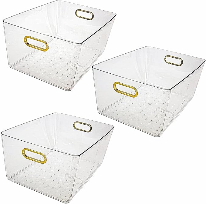 Clear Plastic Storage Bins Kitchen Organization, Pantry Storage, Fridge Organizer, Pantry Organization and Storage Bins, Cabinets Organizers, Bathroom storage bins- 3L