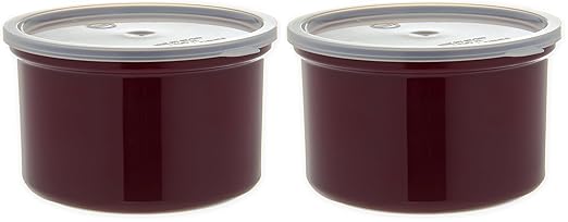 Carlisle FoodService Products Round Storage Container with Lid, 1.5 Quart Crock, Brown (Pack of 2)