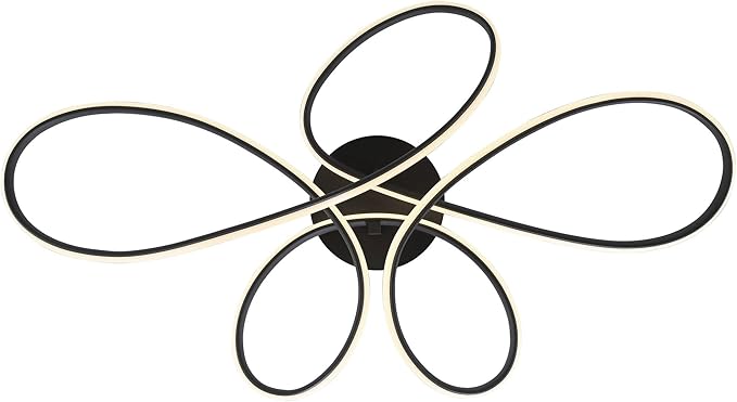 Possini Euro Design Helix Ultra Modern Semi Flush-Mount Ceiling Light Sand Black Dimmable LED Strip Twisting Ribbon Steel Metal 36 1/2" Wide Bedroom Kitchen Living Room Hallway House Home Dining