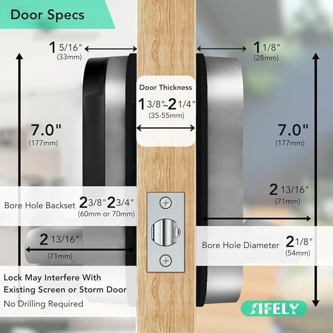 Built-in WiFi Fingerprint Smart Door Lock with Handle & Keypad – Remote Access & Auto-Lock, Keyless Entry for Home, Airbnb & Rental, 6-in-1 Unlock: Code/Card/App/Key, Works with Alexa & Google