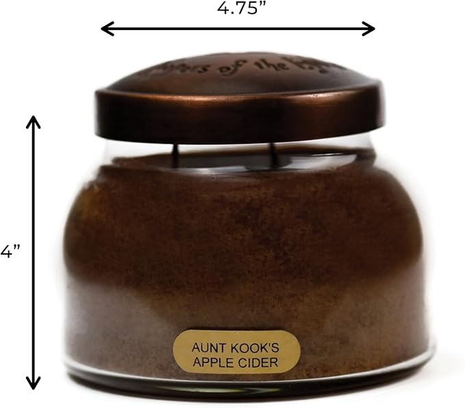 A Cheerful Giver - Aunt Kook's Apple Cider Mama Scented Glass Jar Candle (22oz) with Lid & True to Life Fragrance Made in USA