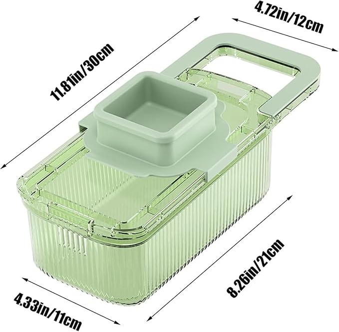 Vegetable Chopper,Food Slicer Cutter with Handheld Container, 6 Blades and Blade Box,Magnetic Kitchen Tools for Veggie Potato Onion Butter Carrot,Multipurpose Compact Kitchen Vegetable Slicer