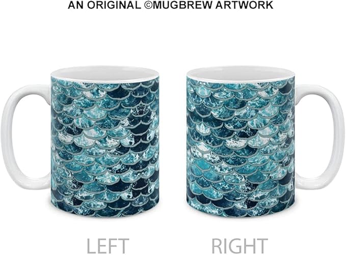MUGBREW Mermaid Scales Blue Wave Ceramic Coffee Mug Tea Cup, 11 OZ