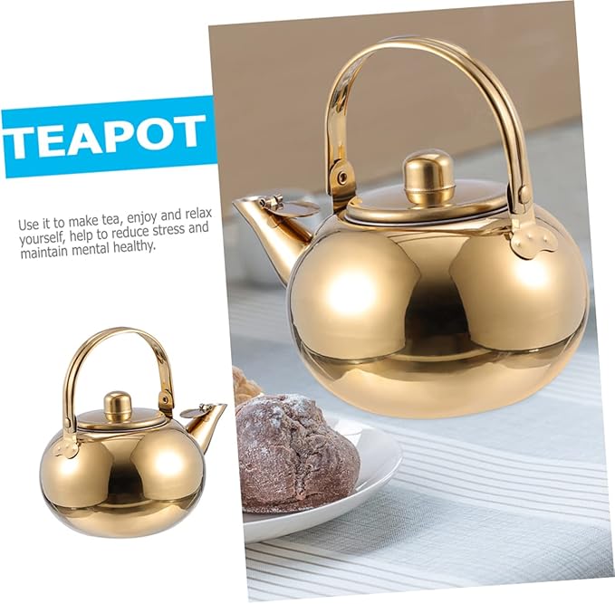 ABOOFAN Stainless Steel Teapot Infuser Portable Kettle for Home Use Capacity Compatible Induction and Gas Stoves Heat Resistant Easy to Clean