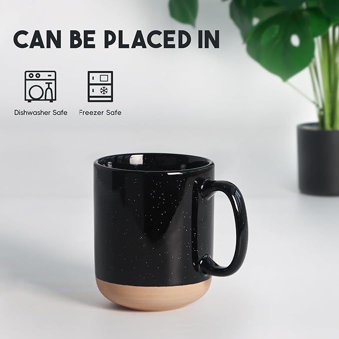 harebe 20 OZ Large Coffee Mug, Ceramic Tea Cup for Office and Home, Big Capacity with Handle, Microwave & Dishwasher Safe Cups for Men Women Mug Lovers, Black