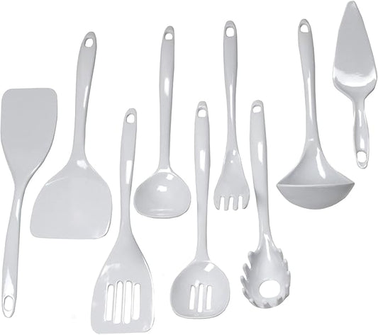 Chef Craft Basic Melamine Kitchen Tool and Utensil Set, 9 Piece Set, White